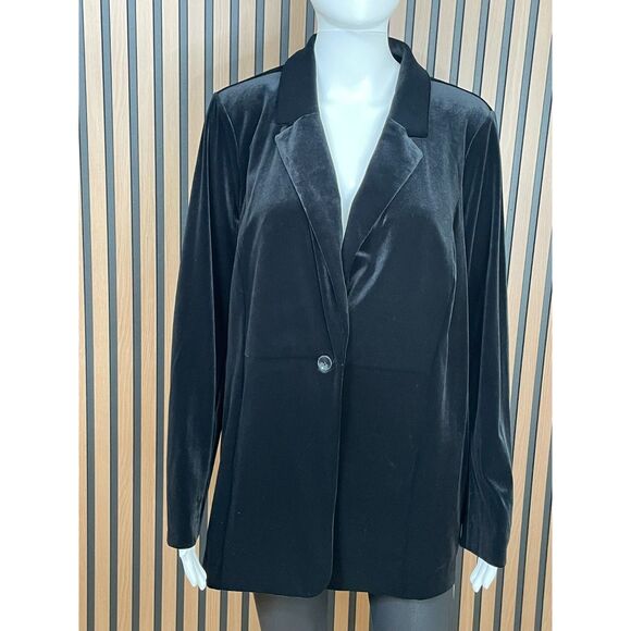 J. Jill Wearever Women's Coat Blazer Jacket Ventless One Button Velvet M Black - Picture 1 of 11